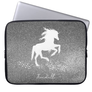 Silver Glitzer Unicoron Notebook-Sieb Laptopschutzhülle