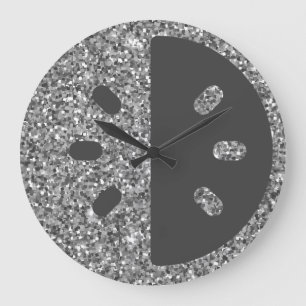 Silver Glitzer Wall Clock Große Wanduhr