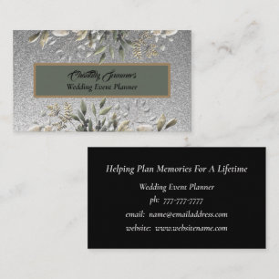 Silver Glitzer Wedding Event Planner Business Card Visitenkarte