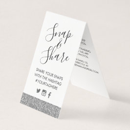Silver Glitzer Wedding Party Hashtag Sign Card
