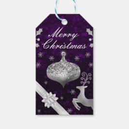 Silver Glitzer Weihnachtsbauble und Ribbon Geschenkanhänger
