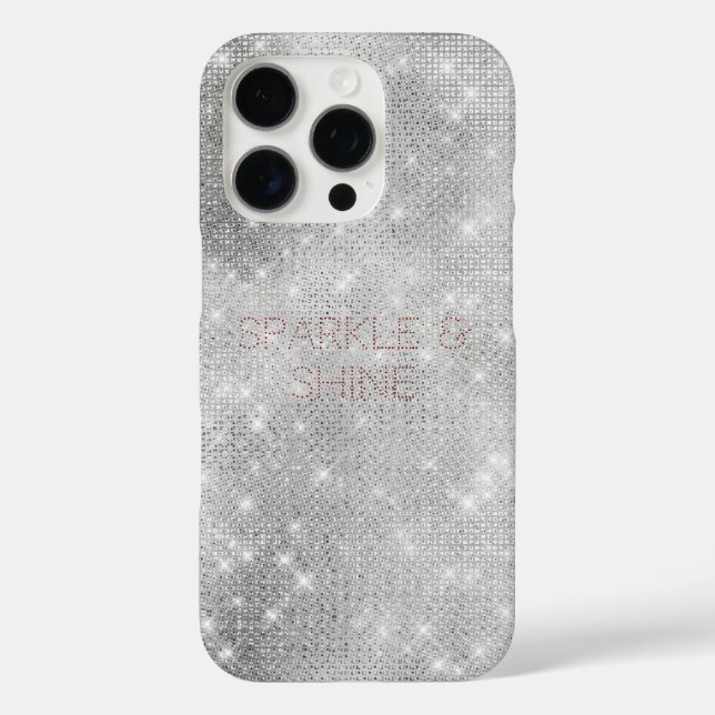 Silver Glitzy Chic Glam Sparkle iPhone 16 Pro Hülle (Rückseite)