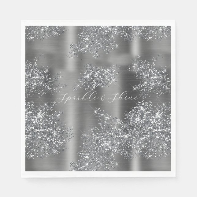 Silver Glitzy Glitzer Serviette (Vorderseite)