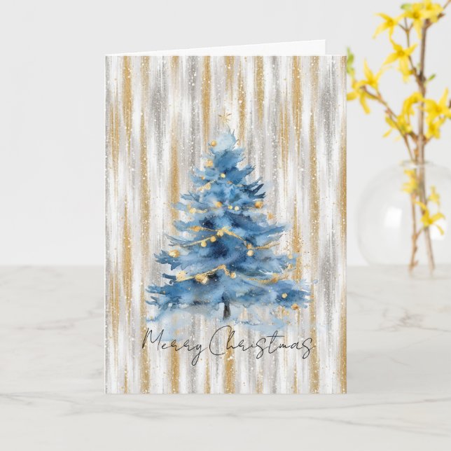 Silver Gold Blue Christmas Tree Karte (Gelbe Blume)