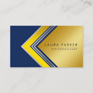 Silver Gold Blue Geometrie Finance Modern Visitenkarte