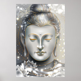 Silver & Gold Buddha Lotus Poster