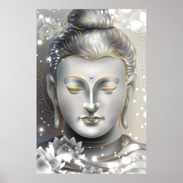 Silver & Gold Buddha Lotus Poster (Vorne)