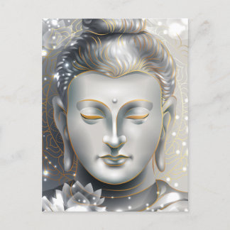 Silver & Gold Buddha Lotus Postkarte