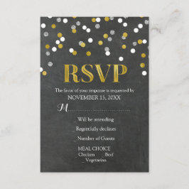 Silver Gold Chalkboard Confetti Wedding RSVP Cards Karte