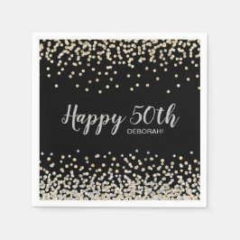 Silver Gold Confetti 50. Geburtstagsparty Serviette