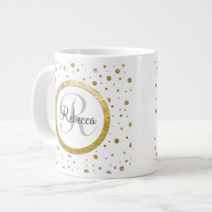 Silver/Gold Confetti Monogramm Jumbo-Tasse