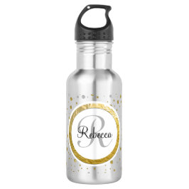 Silver/Gold Confetti Monogramm Trinkflasche