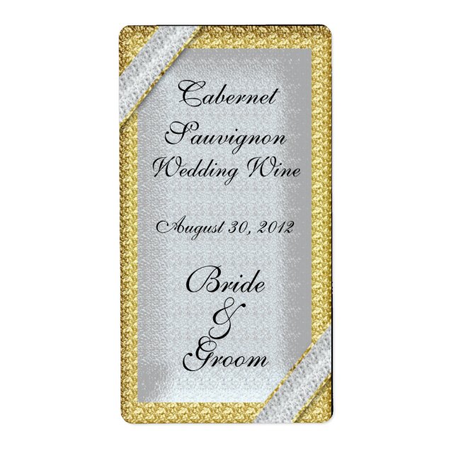 Silver Gold & Diamonds Wedding Wine Label (Vorne)