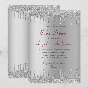Silver Gold Drivers Baby Boy Shower Invitation
