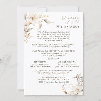 Silver & Gold Eleganter Winter Quinceñera Einladung