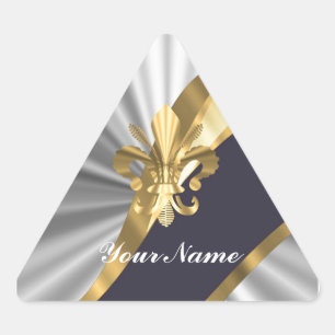 Silver & gold Fleur Lys Dreieckiger Aufkleber