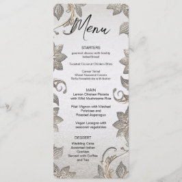 Silver Gold Floral Menu Menükarte