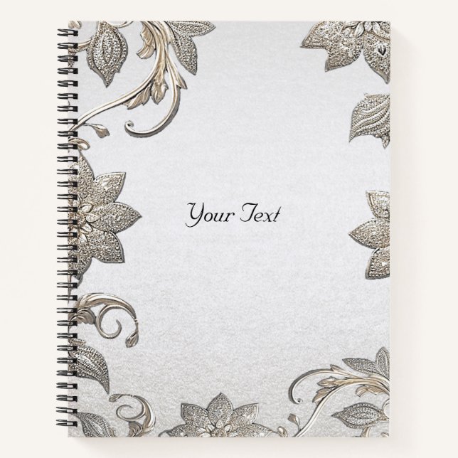 Silver Gold Floral Notebook Notizbuch (Vorderseite)