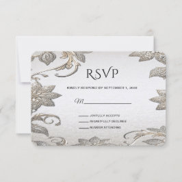 Silver Gold Floral RSVP Card Karte