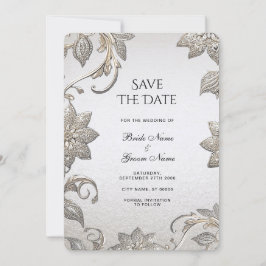 Silver Gold Floral Save the Date