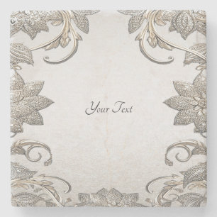 Silver Gold Floral Stone Untersetzer