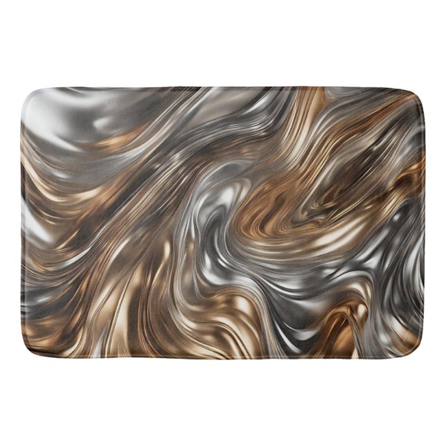 Silver & Gold Flow Moderne Badematte (Vorderseite)
