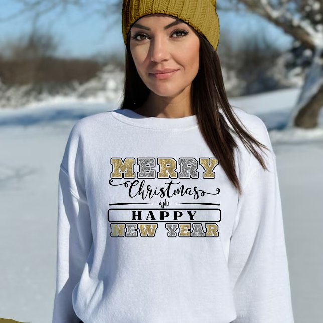 Silver Gold Frohe Weihnachten Glück Neujahr Hoodie (Silver Gold Merry Christmas Happy New Year Hoodie
)