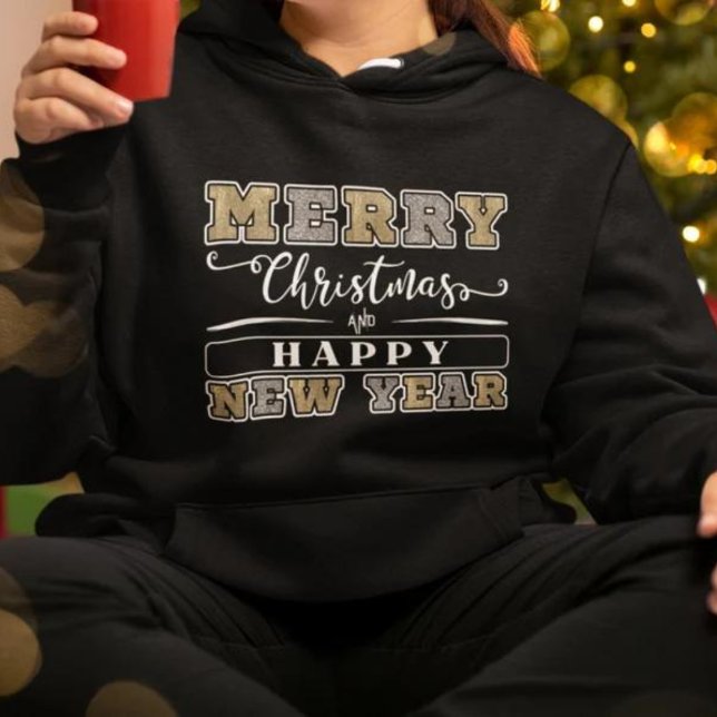 Silver Gold Frohe Weihnachten Glück Neujahr Hoodie (Von Creator hochgeladen)