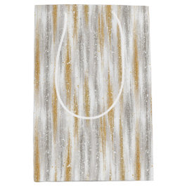 Silver Gold Glam Glitzy Stripes Christmas Mittlere Geschenktüte