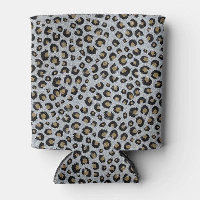Silver Gold Glitzer Black Leopard Print Dosenkühler (Vorderseite)