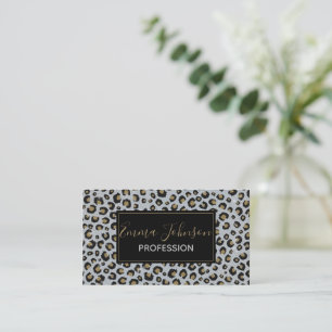 Silver Gold Glitzer Black Leopard Print Visitenkarte