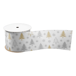 Silver Gold Glitzer Shimmer Weihnachtsbaum Satinband