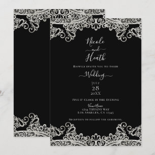 Silver & Gold Lace Elegante Hochzeit Einladung