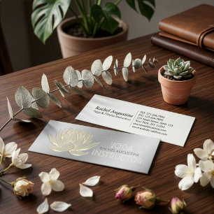 Silver Gold Lotus Yoga Meditation Reiki Instructor Mini Visitenkarte