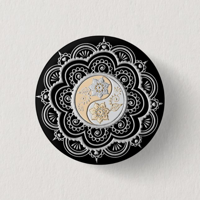 Silver & Gold Mandala Button (Vorderseite)