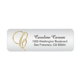 Silver Gold Monogram Letter 'C' Envelope Return