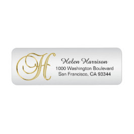 Silver Gold Monogram Letter 'H' Envelope Return