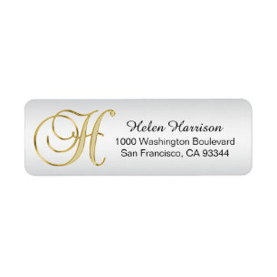 Silver Gold Monogram Letter 'H' Envelope Return
