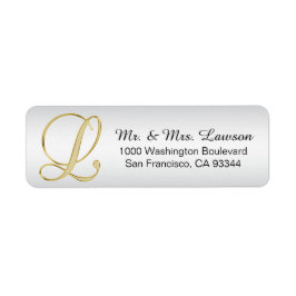 Silver Gold Monogram Letter 'L' Envelope Return