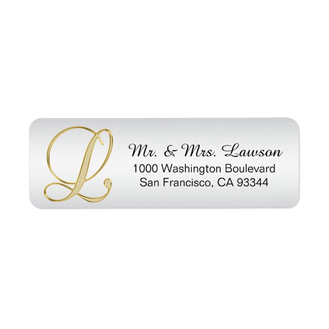Silver Gold Monogram Letter 'L' Envelope Return (Vorne)