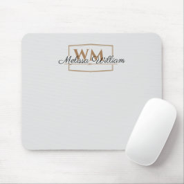 Silver Gold Monogram Name Script Mousepad