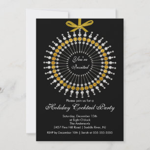 Silver & Gold Ornament Cocktail Weihnachten Party Einladung