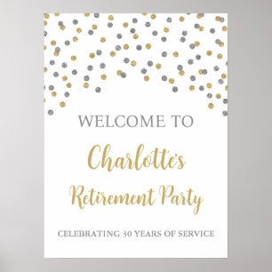Silver Gold Retirement Party Custom 18x24 Poster