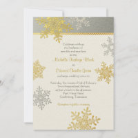 Silver Gold Snowflake Hiver Mariage Invitation