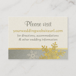Silver Gold Snowflake Wedding Website Beipackkarte Begleitkarte
