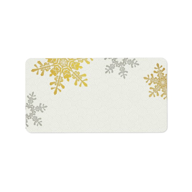 Silver Gold Snowflake Winter Wedding Blank Adressaufkleber (Vorne)
