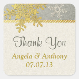Silver Gold Snowflake Winter Wedding Gefallen Quadratischer Aufkleber