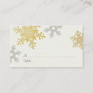 Silver Gold Snowflake Winter Wedding Place Cartes