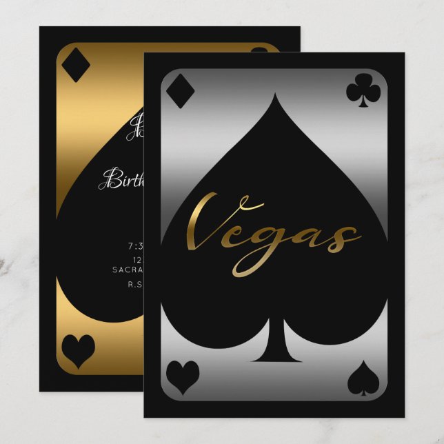 Silver & Gold Spade Casino Las Vegas 21. Einladung (Vorne/Hinten)