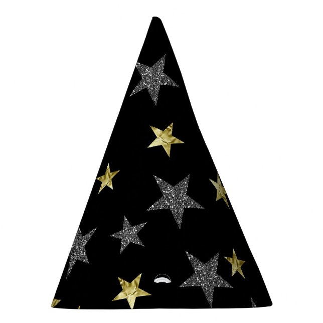 Silver & Gold Stars Black Hollywood Star Party Partyhütchen (Rechts)